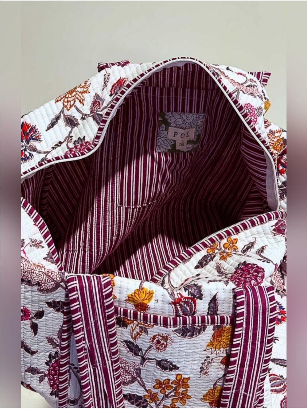 New: POL “Autumn Meadow” Boho Floral Quilted Large Weekender Bag: One Size - Picture 4 of 6